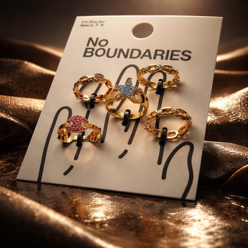 No Boundaries Gold and Pink Ring Set Size 6, 7 & 8